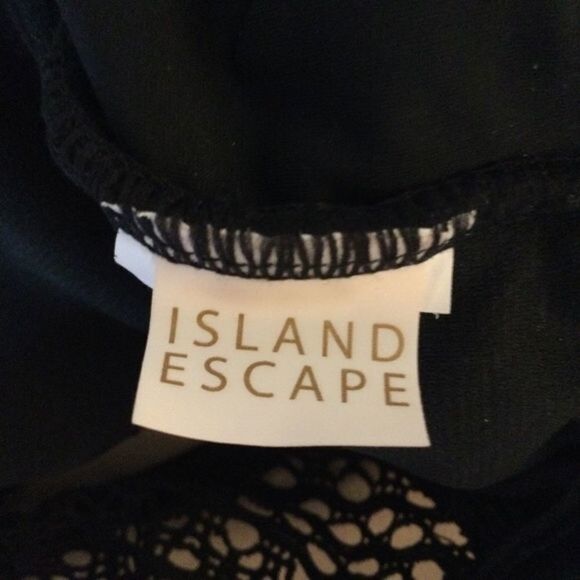 Island Escape Black Lace Halter Top Long Tankini Top Size 6 - Picture 8 of 9